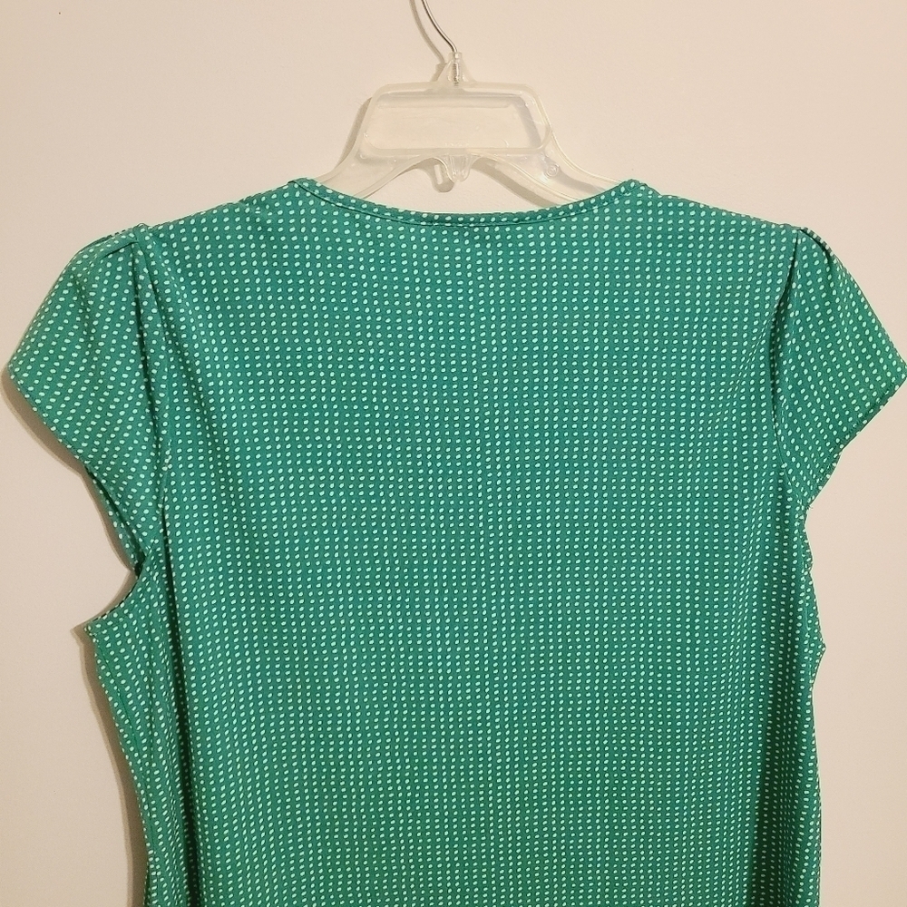 Adrianna Papell | Women's Green Polka Dot Cap Sleeve Blouse (Size XL) - Picture 10 of 12